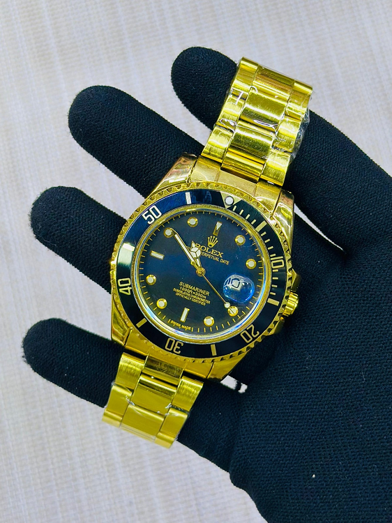 Rolex Oyster Date - Full Gold Black Dial Watch