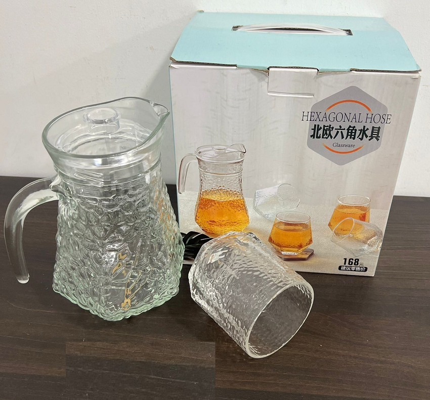 Hexagon Shape Jug With Glass Set (BLJ-5)