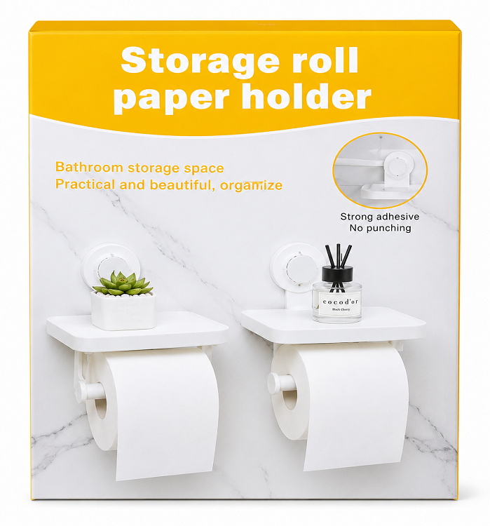 Toilet Paper Holder With Storage Shelf