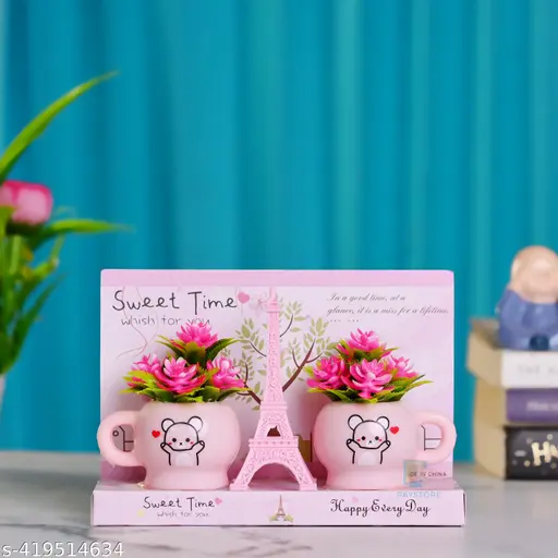 Flower Pot With Effial Tower - Valentine Gift