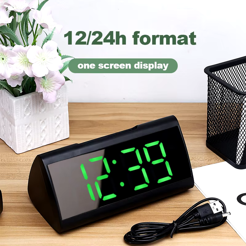 Triangle Led Mirror Alarm Clock
