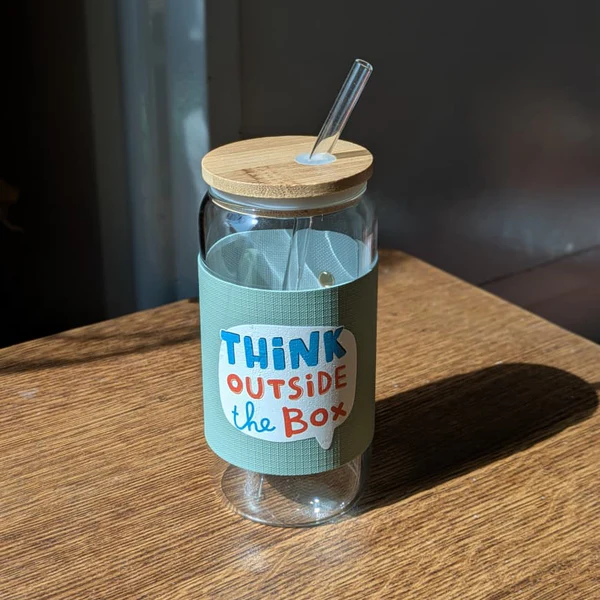 Can-Shaped Glass With lid & Straw - 785-11